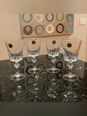 Vintage Princess House #750 Esprit Lead Crystal Water Goblet Wine Glass Set Of 4